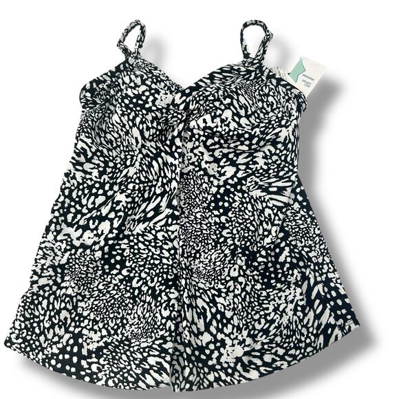 NEW Swim Solutions flyaway tankini swimsuit 10 Black High Waist Bottoms beyond - Picture 8 of 15